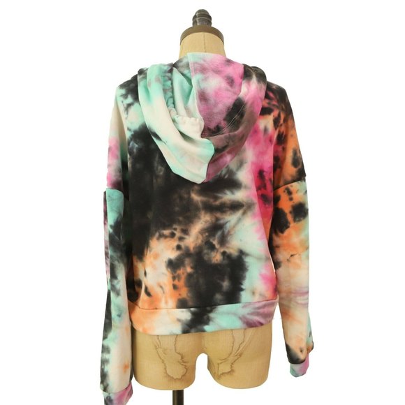 Z By Zella Wander Crop Sweatshirt Hoodie S Dolman Tie Dye Orange Zinnia EUC B48 - Picture 4 of 5